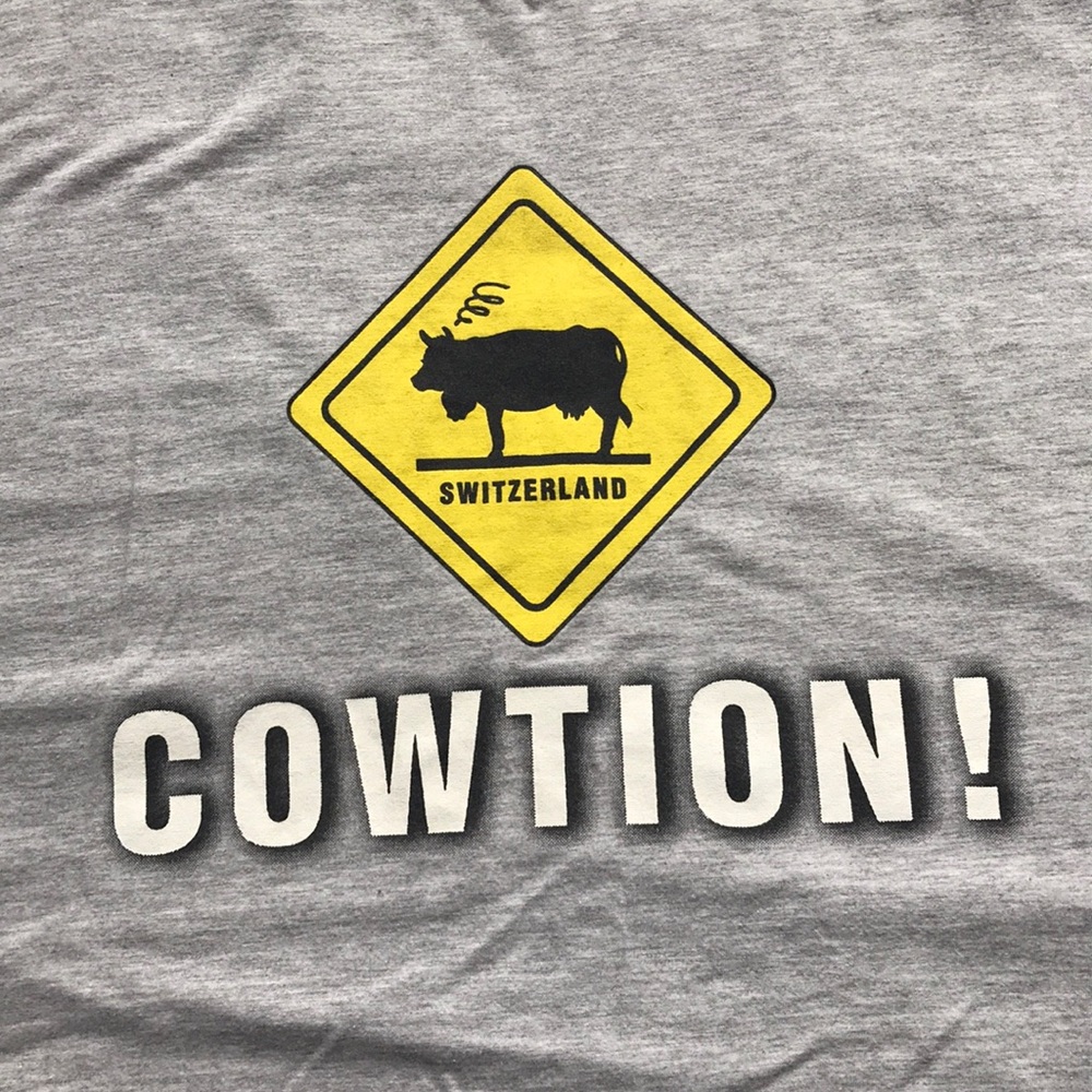 ‘Cowtion!’ Cow Short Sleeve T-Shirt, Size XL